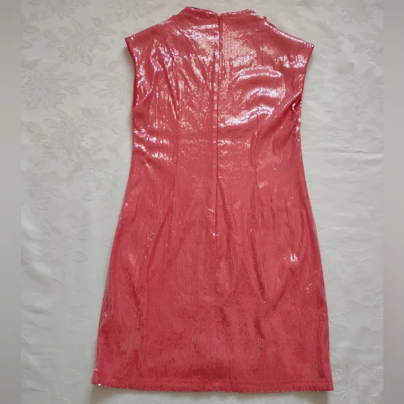 New🆕 Anthropologie Sequins Cowl High Neck Red Dress Maya Shine Sparkle Cocktail